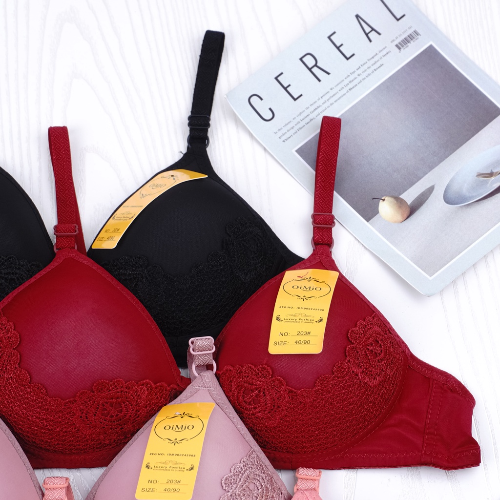 IL - BRA Wanita BH Motif Halus Premium / BH Wanita OIMIO Tanpa Kawat Busa Tebal Kualitas Premium AA930