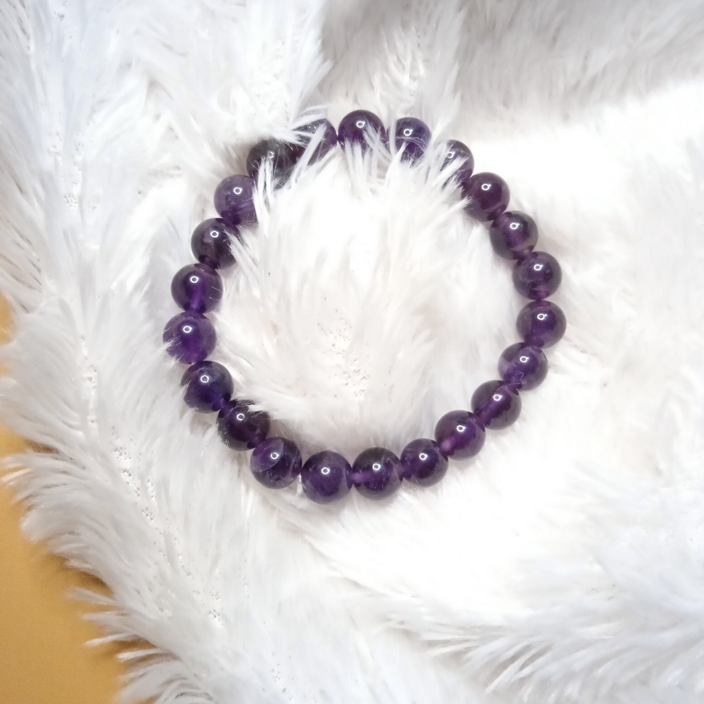 Gelang Batu Natural Kecubung Amethyst 6/8/10/12/14mm