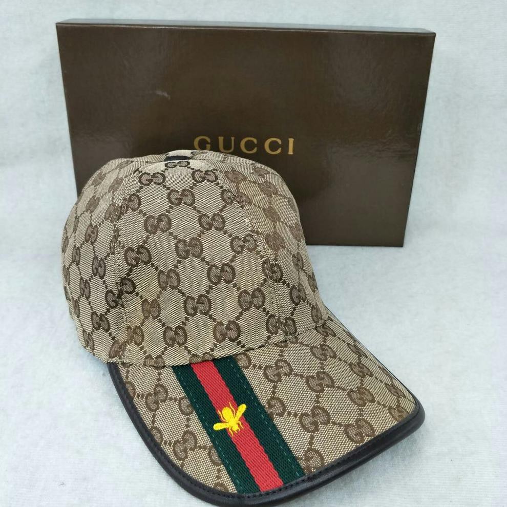 JUAL TOPI GUCCII BROWN GG WITH WEB BEE MIRROR QUALITY PREMIUM