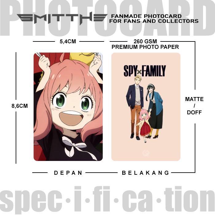 Photocard Anime SPY x Family Anya Part 1 Kartu Koleksi Photo Card