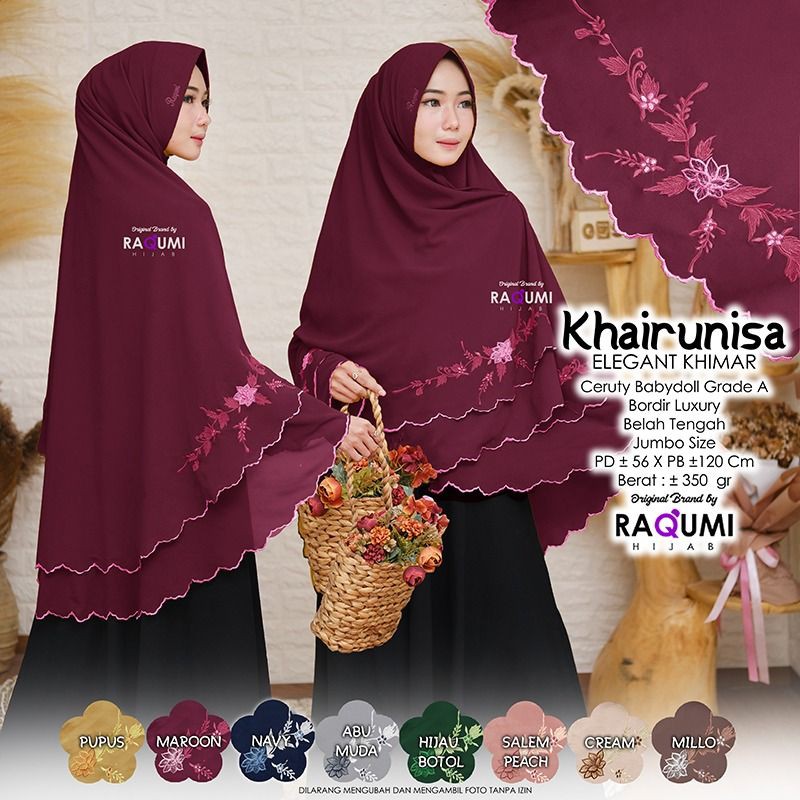 KHAIRUNISA ORIGINAL RAQUMI HIJAB | KHIMAR JUMBO RAQUMI | KHIMAR CERUTY | KHIMAR SYARI RAQUMI