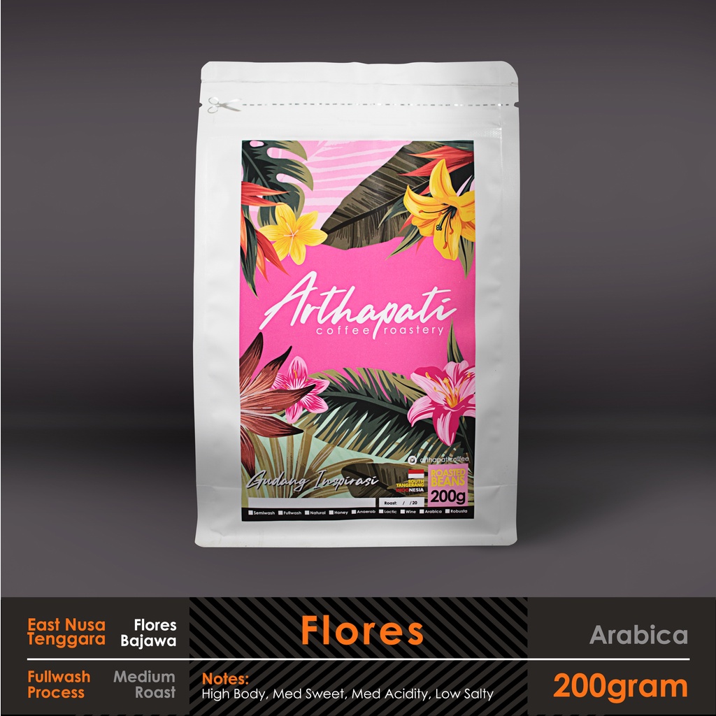 

Biji Kopi Flores Arabica Full Washed Arthapati Roasted Beans Coffee 200 gram