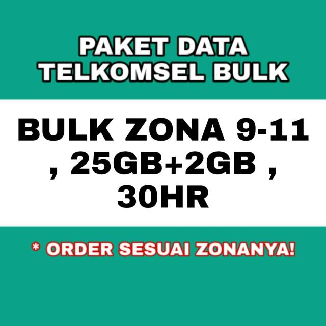 Paket data telkomsel bulk zona 9-11 25gb plus 2gb sebulan paket internet sebulan