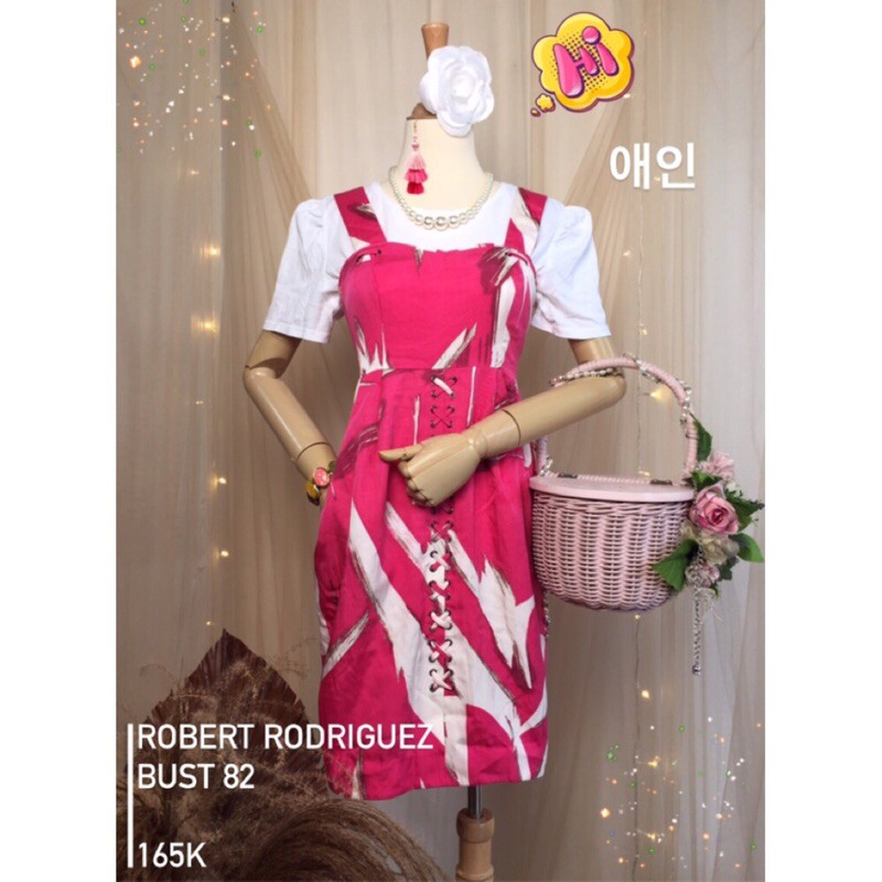 Dress tanktop square neck leher kotak pink fushia fuschia fanta overall premium preloved