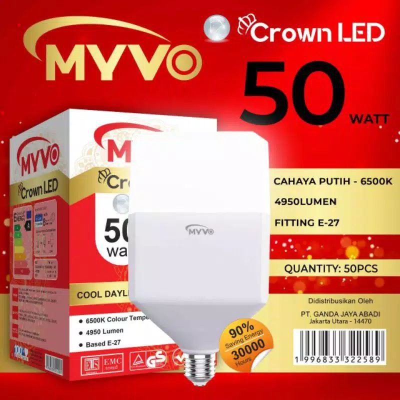 Lampu Bolam Led MYVO CROWN 40 Watt / 50 Watt