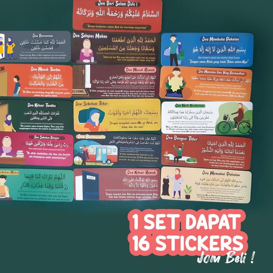 

Ghif Stiker Sticker DOA 1 SATU PACK Sehari hari Harian Anak | Masuk keluar kamar mandi wc tandas Naik kendaraan Masuk keluar rumah Sebelum Sesudah Makan Bangun tidur Memakai membuka pakaian Bercermin Memberi salam Belajar memohon ilmu