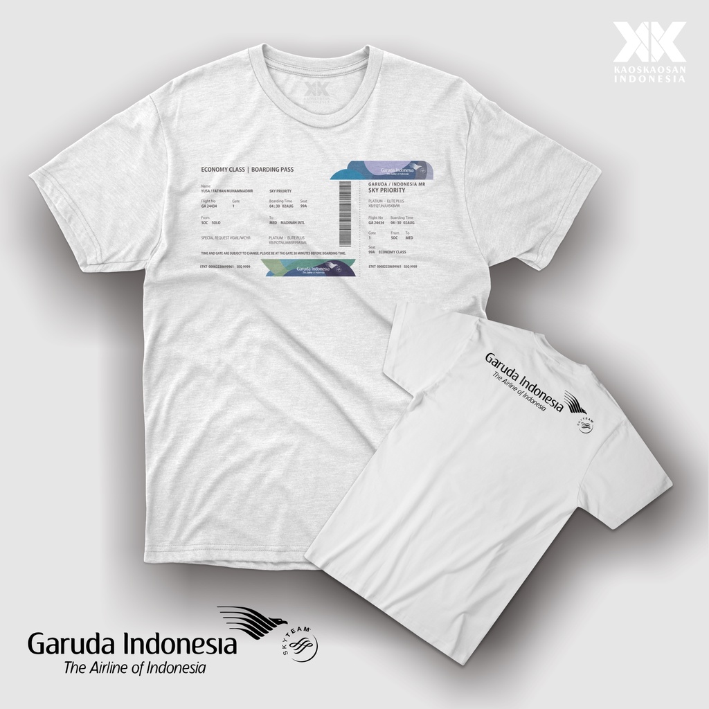 KAOS PESAWAT GARUDA MOTIF DESAIN TIKET PESAWAT