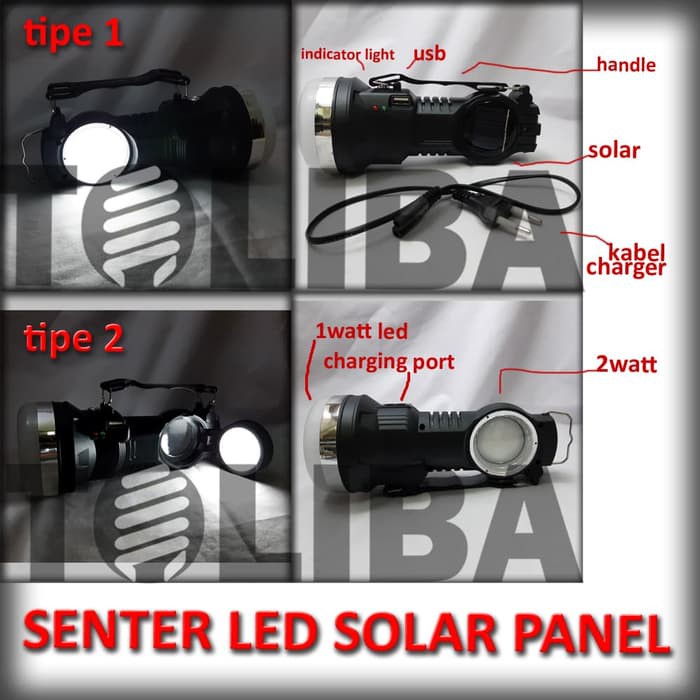 senter emergency led portable / lampu camping senter solar usb outdoor