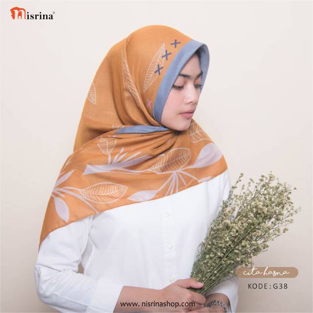Nisrina Scarf voal premium printing custom nama/Cita Hazna