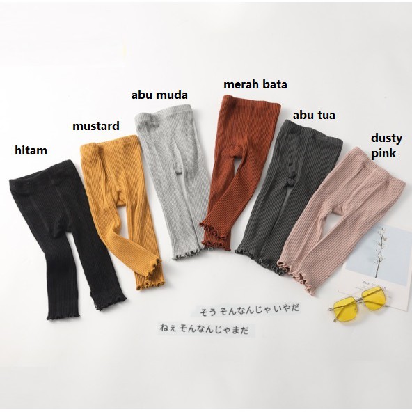 Legging buka kaki bayi / anak import motif truffle  warna polos