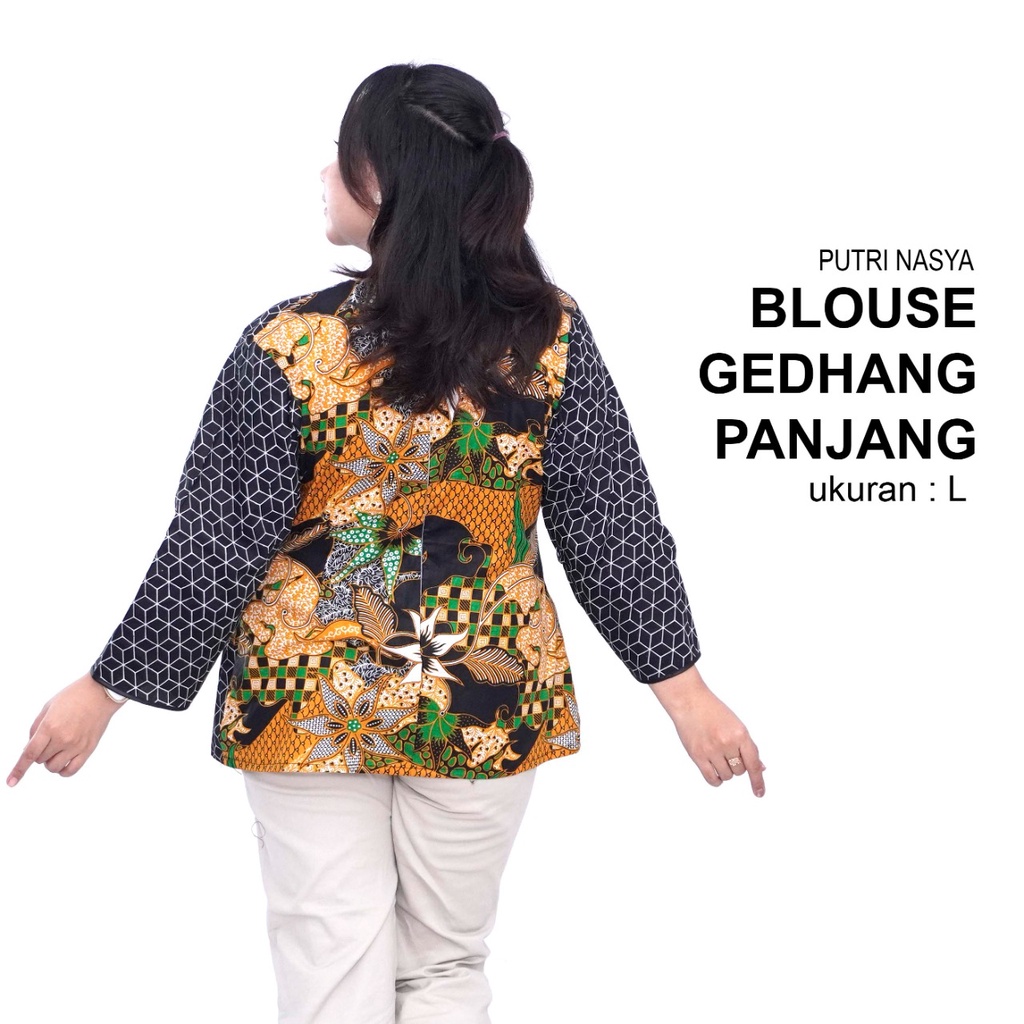 Atasan Batik Jumbo Wanita Blouse Big Size Wanita  Lengkap M-L-XL-2L-3L-4L-5L-6L-7L Model Blus Jumbo Seragam Batik / Atasan Batik Wanita Kantor Formal Bigsize