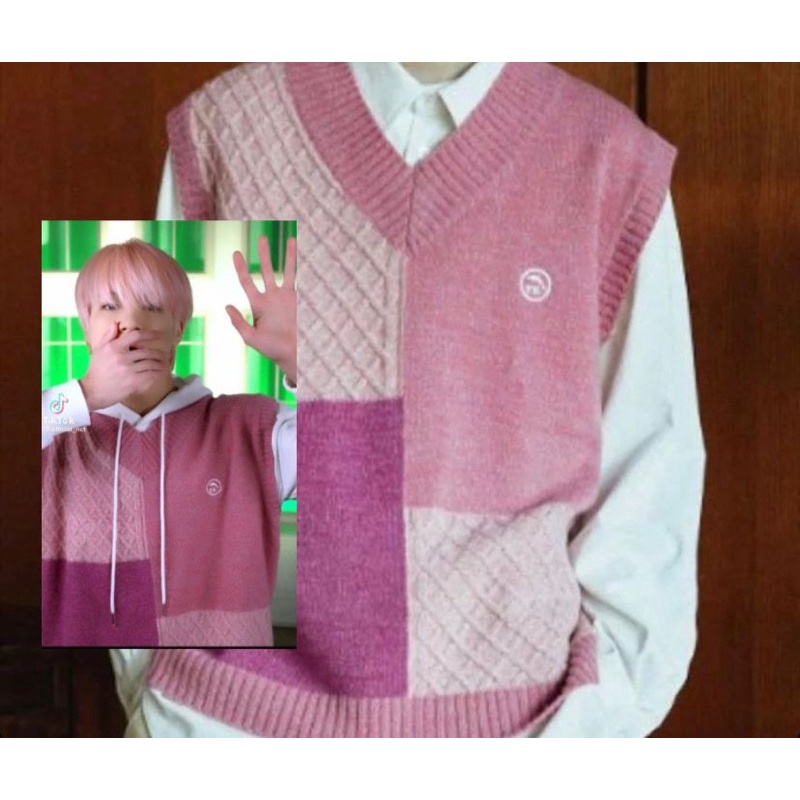 PO JENO NCT WAIKEI COLOR BLOCK WOOL KNIT VEST