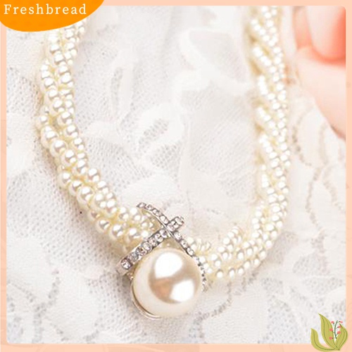 [TERLARIS]Women Fashion Pendant Chain Choker Faux Pearls Statement Necklace Jewelry