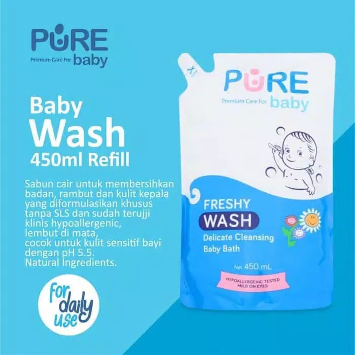 Pure Baby Wash 2 in 1  Sabun Mandi Bayi (Kulit Sensitif Aman) (BPOM)