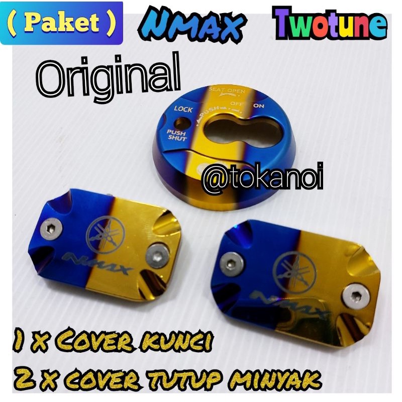 Paket set 2pcs cover tutup minyak rem depan 2tone nmax dan cover kontak kunci namx old two tone