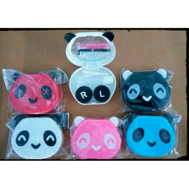 Tempat softlens model PANDA. Softlens case / travel kit lengkap botol