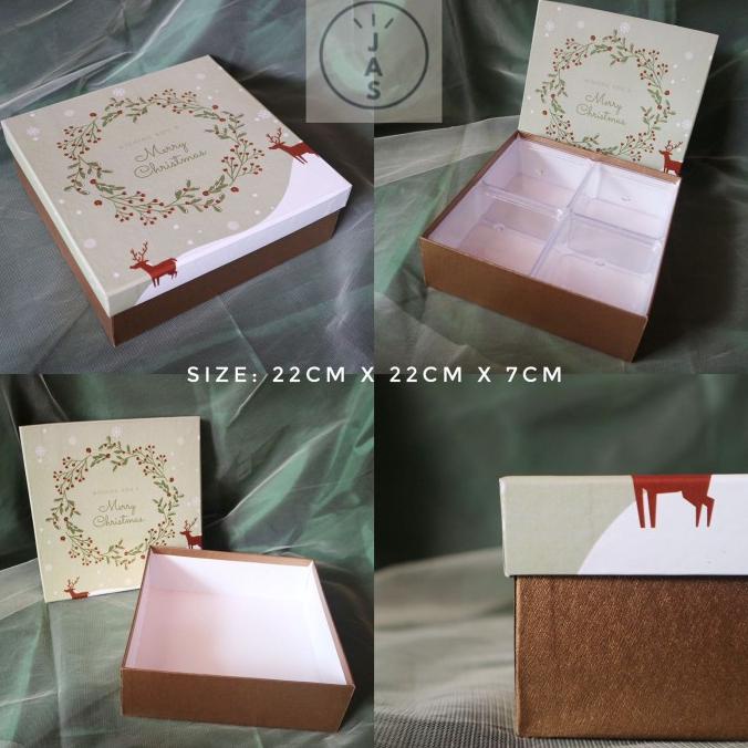

[COD] kotak kue 22x22x7 hard box / handmade / hampers edisi natal [COD]