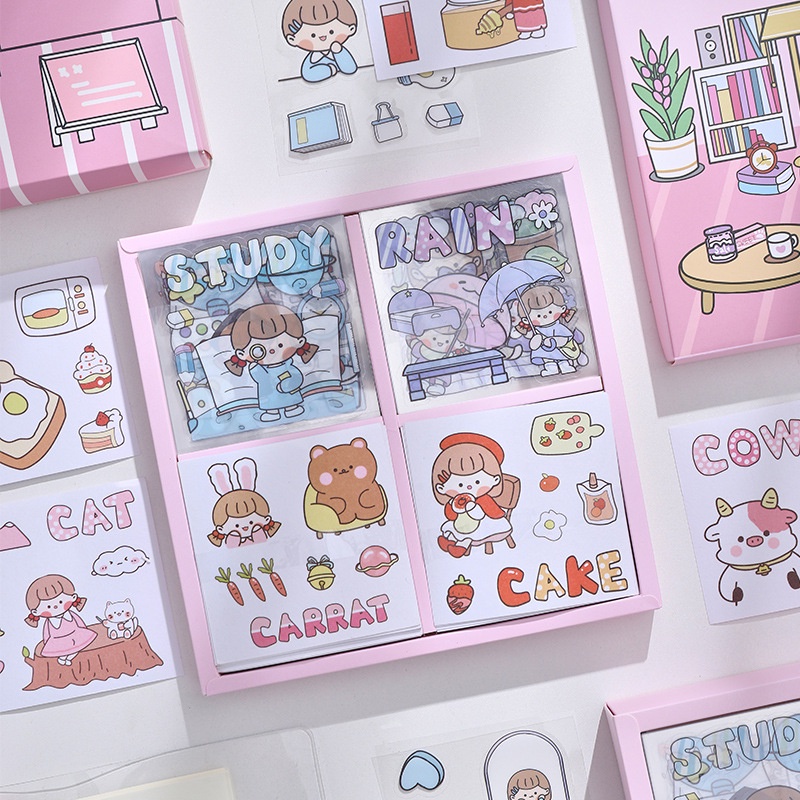 Stiker PVC Aesthetic 1 Lembar | Sticker Little Girl | DIY Bahan PVC Untuk Deco Scrapbook Diary Tumbler Botol Viral Lucu Gemoy