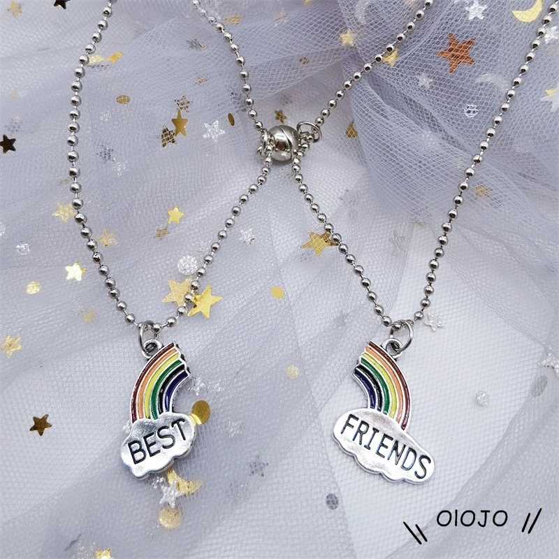 1 Pasang Magnetic Rainbow Couple Kalung Sederhana Dan Kreatif Pacar Klavikula Rantai Pria Dan Wanita Liontin Perhiasan Aksesoris - olo