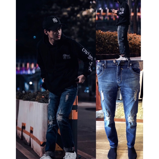 Celana Jeans Tommy/NTF Ripped Skinny Import (Fahmi NM)