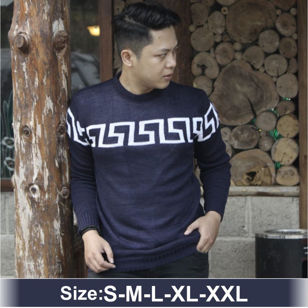 Pakaian Pria Sweater Big Size S M L XL XXL XXXL 4XL Sweeter Rajut Labirin Baju Rajut Sweater Murah