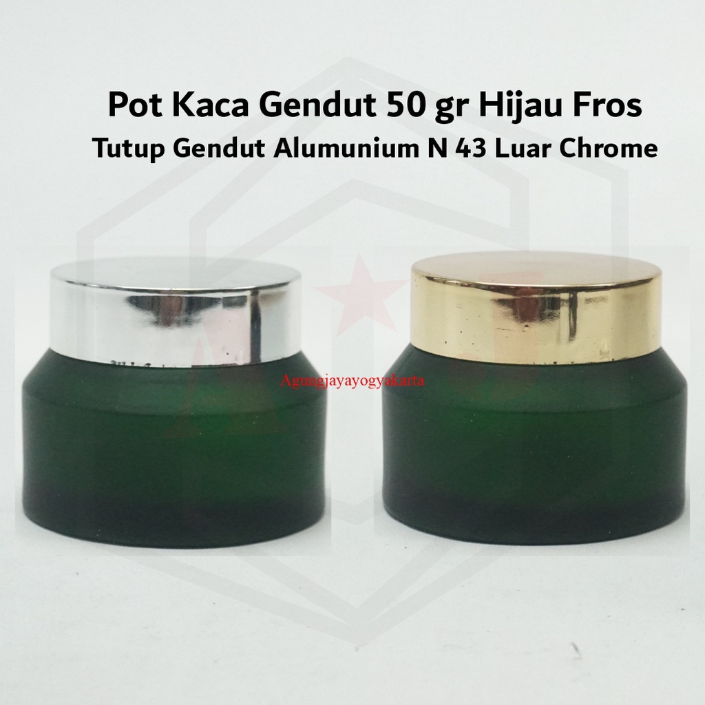 Pot Kaca 50 g Oblique Frosted Hijau / Pot Gendut 50 Gr Frosted Hijau