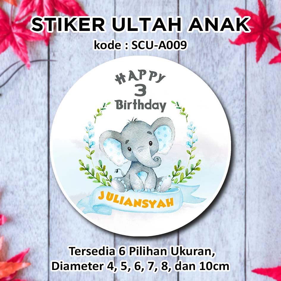 

STIKER ULANG TAHUN ANAK CUTE ELEPAHANT STICKER GAJAH LUCU KYUT LABEL BINGKISAN SOUVENIR KEMASAN KOTAK NASI BOX KUE MAKANAN TUMPENG MINI KIDS BIRTHDAY SEGEL HAMPERS