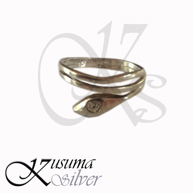 Cincin Ring Perak silver Bali Polos Motif Ular Lilit Simple Cewek Cowok Asli 925