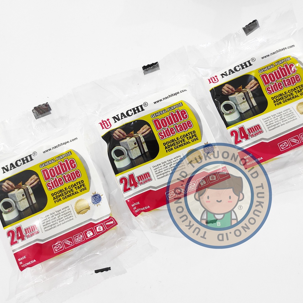 

NACHI DOUBLE SIDE TAPE 24mm x 10yard | Selotip Isolasi Bolak Balik