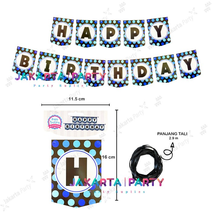 Banner Happy Birthday Polkadot #2 / Bunting Flag HBD / Party Flag HBD