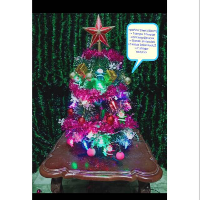 Pohon natal 2feet (60cm, komplit dan lengkap seperti foto