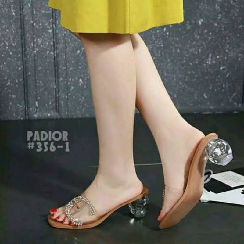 SANDAL WANITA HAK KACA BULAT SANDAL KOKOP PAREASI SANDAL HEELS sendal transparan