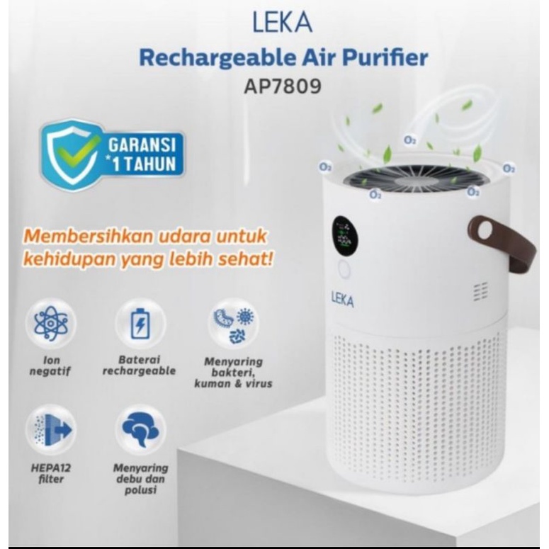 LEKA AP7809 Portable Air Purifier ( Rechargeable )-HEPA13 Filter Anion
