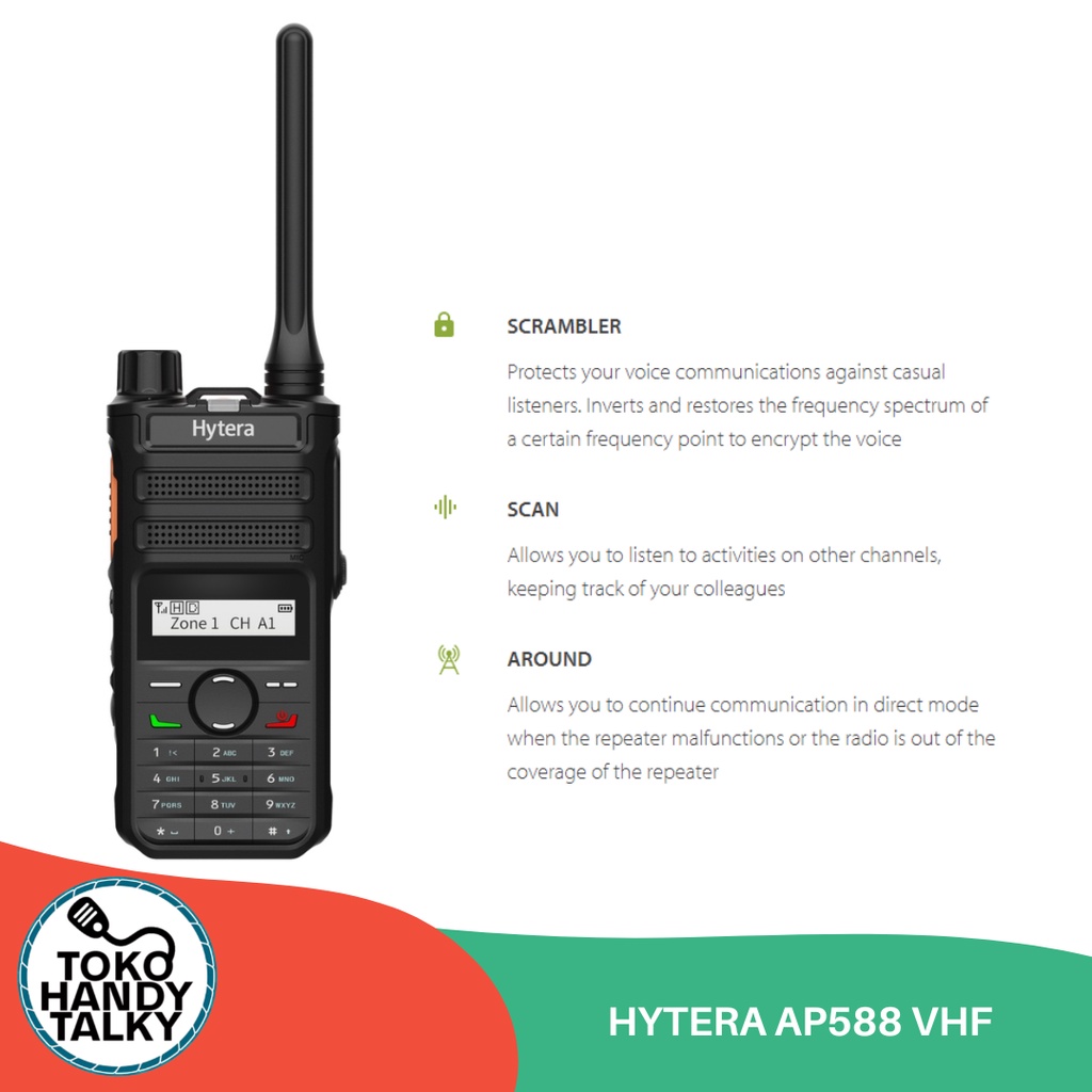 HANDY TALKY HYTERA AP588 HT SINGLE BAND VHF UHF NEW ORIGINAL GARANSI RESMI