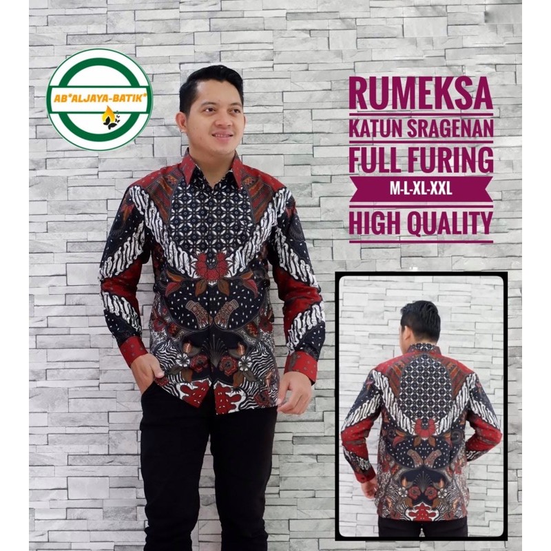 BATIK PRIA RUMEKSA LAPIS FURING KATUN HALUS SRAGENAN SIZE S-XXL ASLI SOLO HIGH QUALITY