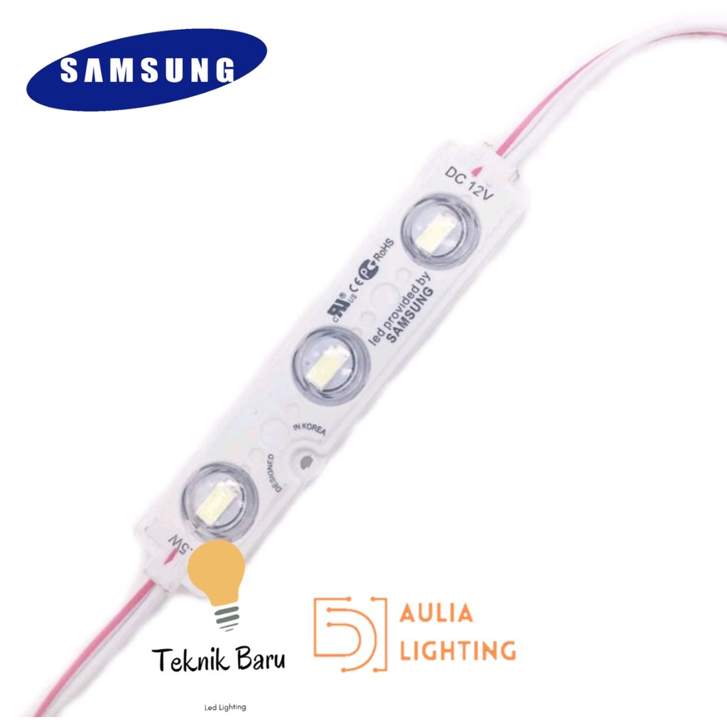 Lampu LED Strip Modul Samsung 6618 Saso 5054 Lensa 6516 12V 1.5w IP68 Reklame Facia Huruf Strip 3 Mata Putih Kuning 6617 5054