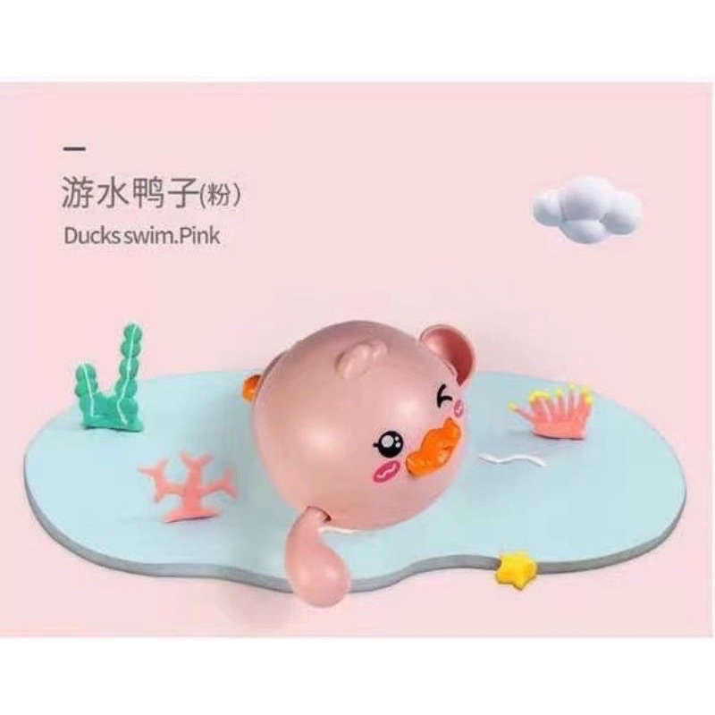 Mainan Mandi Anak Bayi Mainan Air Anak bayi kura kura ikan katak bebek bergerak di air-Fish Pink
