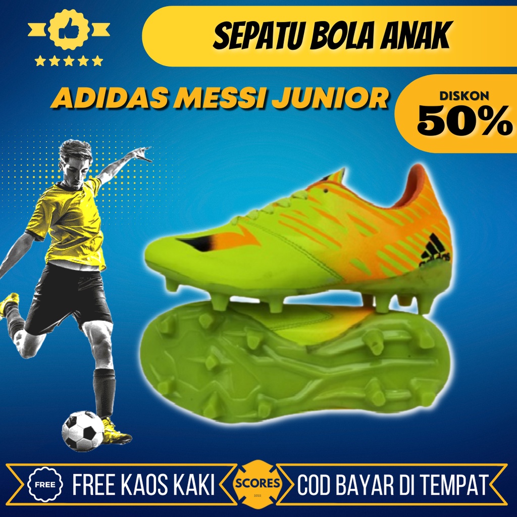 Sepatu Sepak Bola Anak Second X Predator Terbaru Murah Ukuran 34 35 36 37 Warna Stabilo Oren