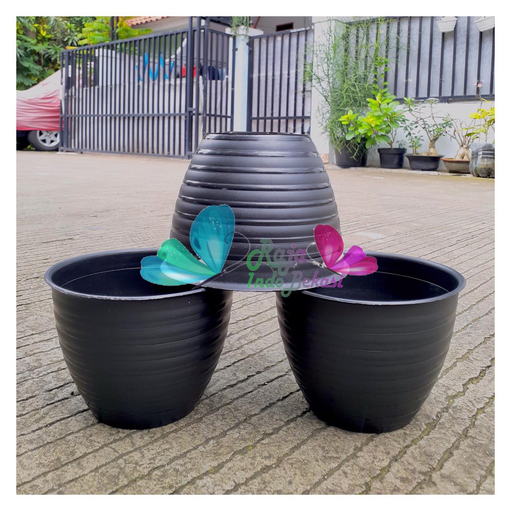 Pot Tawon Mdn 15 Cm Hitam Motif Tawon - Pot Plastik 15CM Vas Bunga Hias Bukan Pot Tawon Putih Madu