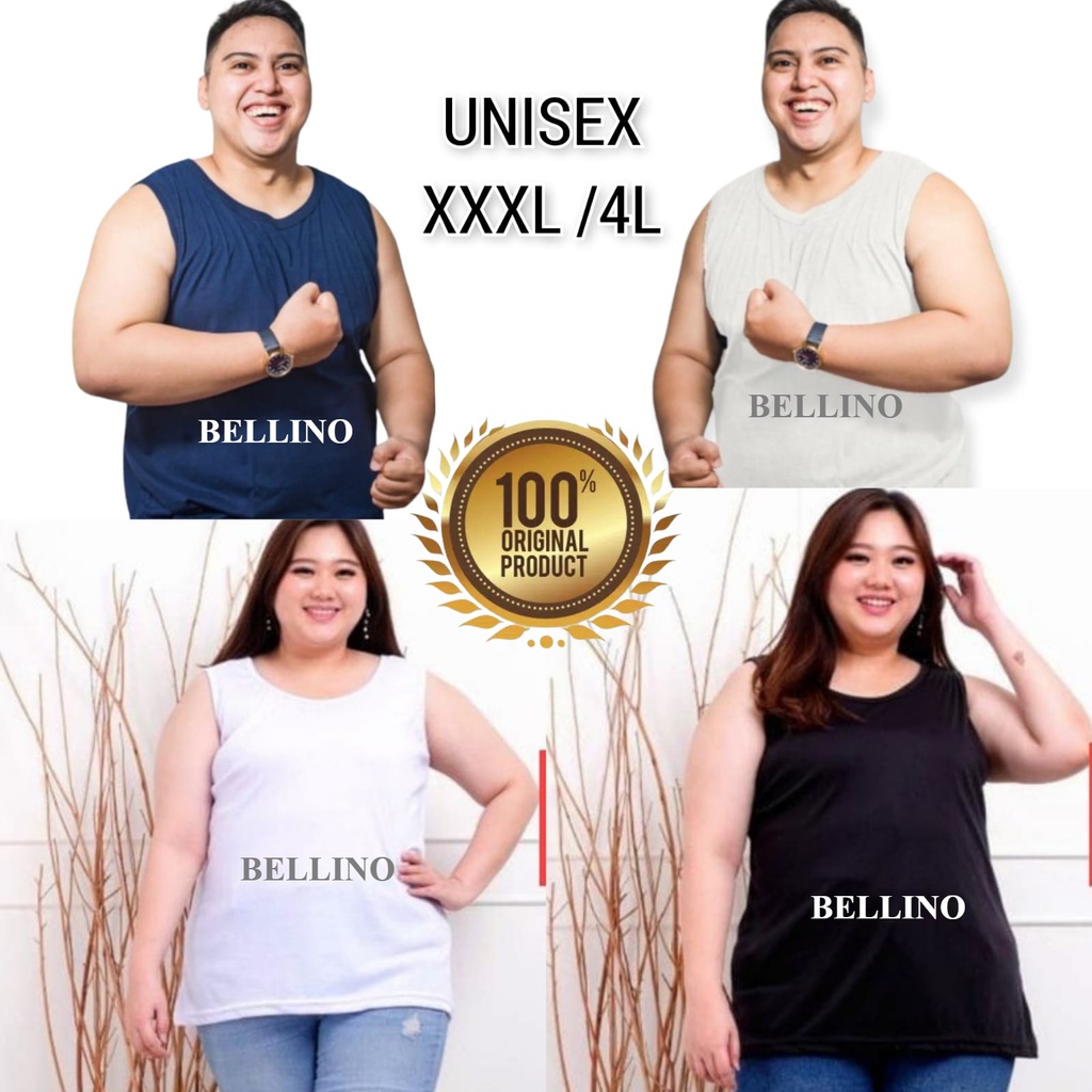 Super Jumbo Singlet Wanita Pria Unisex  4L XXXL Premium Adem Kaos Singlet Cewek Big Size  LD 140cm Strech Melar Kaos Dalaman Unisex XXXL Tanktop Wanita Jumbo Kaos Dalaman Ukuran Super Jumbo