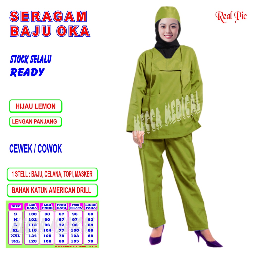 Baju Oka  Baju Perawat  Baju Jaga  Baju Bidan Pria  Wanita Lengan Panjang