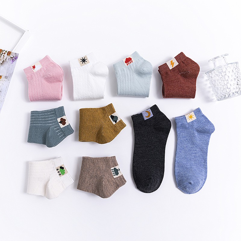 OVERFLOWS.ID Kaos kaki Polos Motif Cuaca Weather Ankle Sock Ala Korea