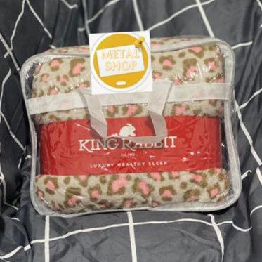 King Rabbit Thermal Blanket Selimut Fleece Motif Leopard Pink