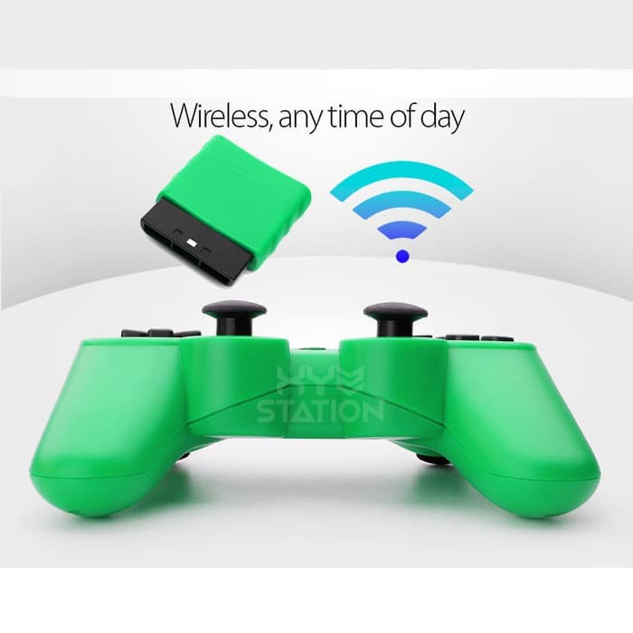 Stik Stick PS2 Wireless Ori Original Pabrik Warna Hijau