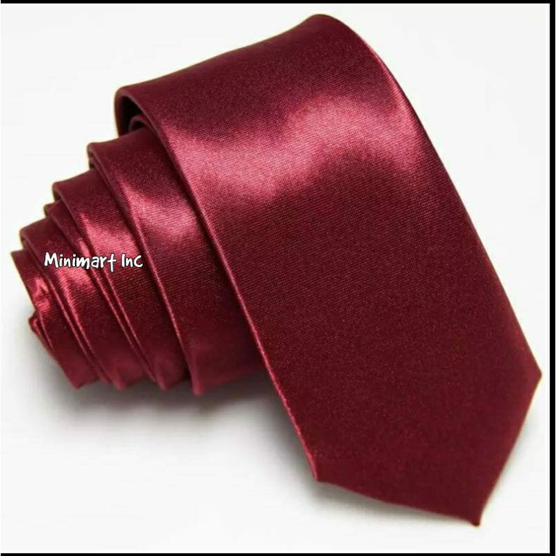 Dasi Satin Polos 2inch Import Premium Warna Merah Maroon
