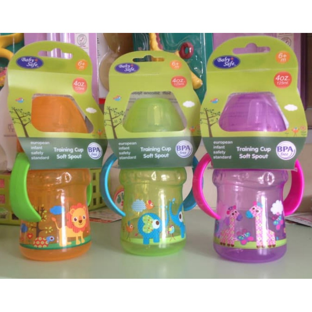 Training Cup Soft Spout Baby Safe 125ml Botol Minum 6m+ 9m+ Soft Spout Baby Safe