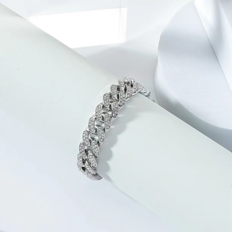 Gelang Tangan Rantai Gaya Hip Hop Aksen Batu AAA Untuk Perhiasan Pria