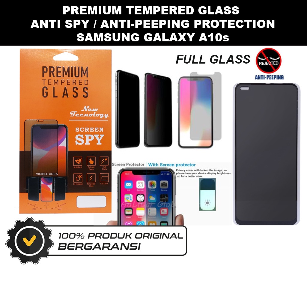 Tempered Glass Samsung Galaxy A10s Anti Spy Privacy Peep Screen Protector Full Glass Antispy Anti Gores Kaca