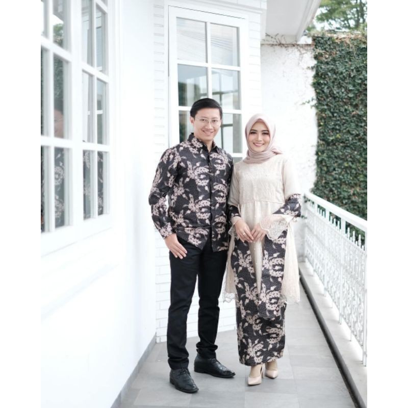 COUPLE BATIK TUNIK KEBAYA CREAM ANORA