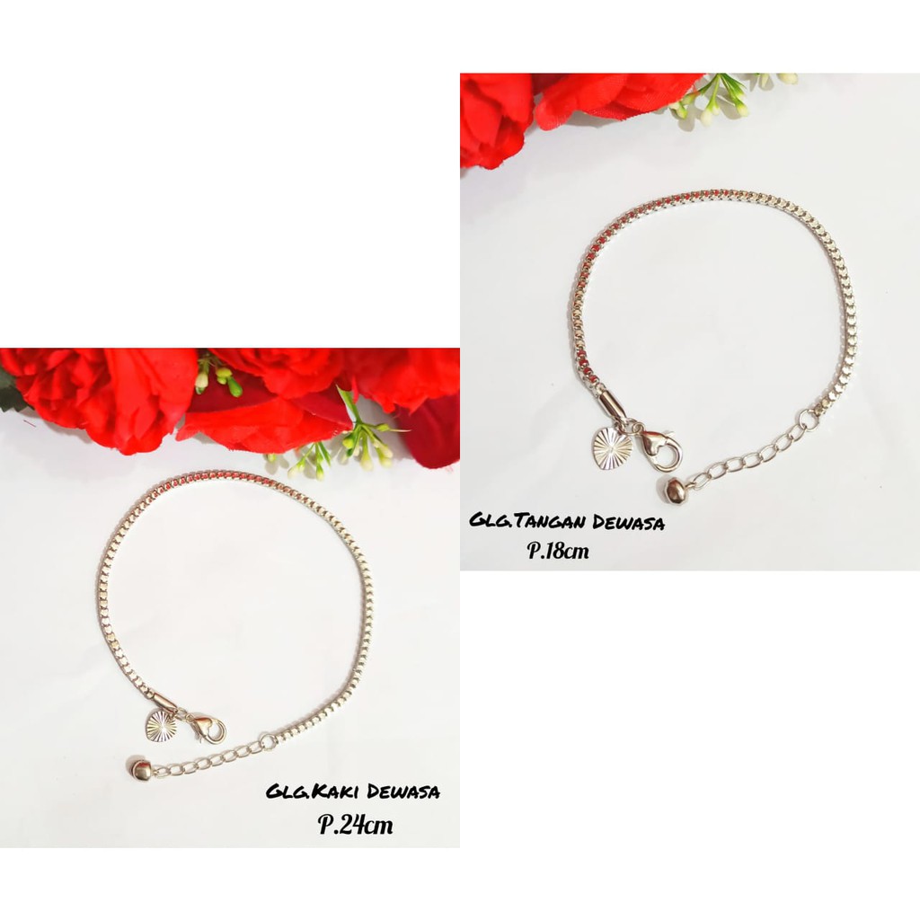 Gelang Kaki &amp; Gelang Tangan Dewasa Milano kaca,emas Korea *tidak karat* Gold&amp;Silver